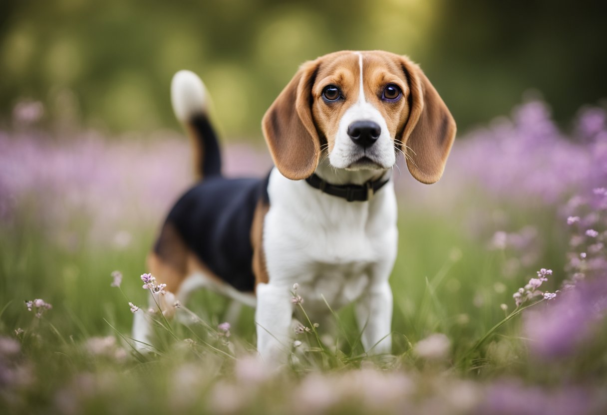 A beagle reaches adulthood at around one year old. They are small to medium-sized dogs with short coats, long ears, and a tail that is often carried high